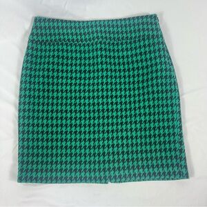 The Limited Green and Black Houndstooth Pencil Skirt Wool blend